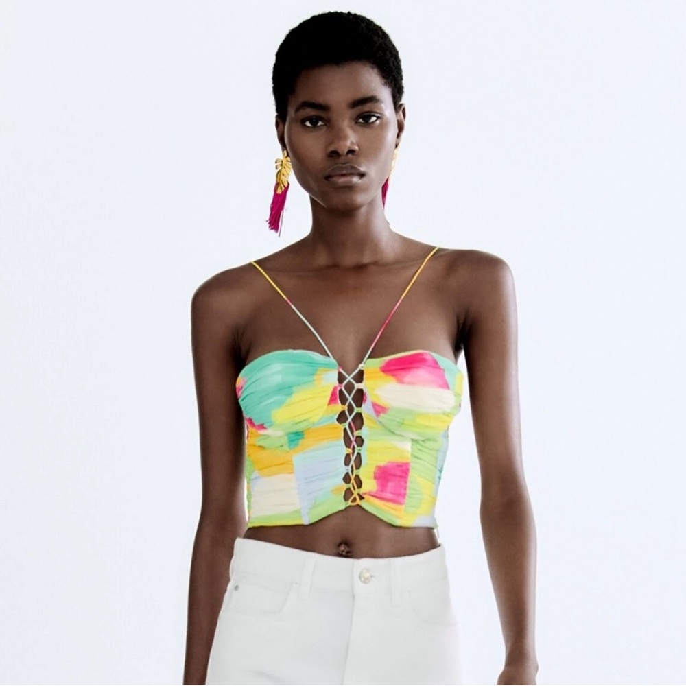 Zara Corset Multicolor Crop Top